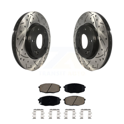 Drilled Slot Brake Rotor Ceramic Pad Front Kit For Kia Hyundai Kona Seltos Forte