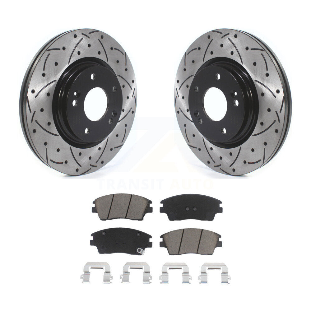 Drill Slot Disc Brake Rotor Ceramic Pad Front Kit For Hyundai Elantra Tucson Kia