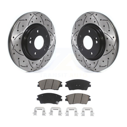 Drill Slot Disc Brake Rotor Ceramic Pad Front Kit For Hyundai Elantra Tucson Kia