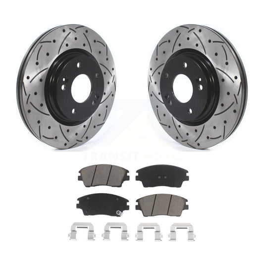 Drill Slot Disc Brake Rotor Ceramic Pad Front Kit For Hyundai Elantra Tucson Kia