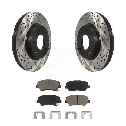 Drilled Slot Brake Rotors Ceramic Pad Front Kit For Hyundai Elantra GT Kia Forte