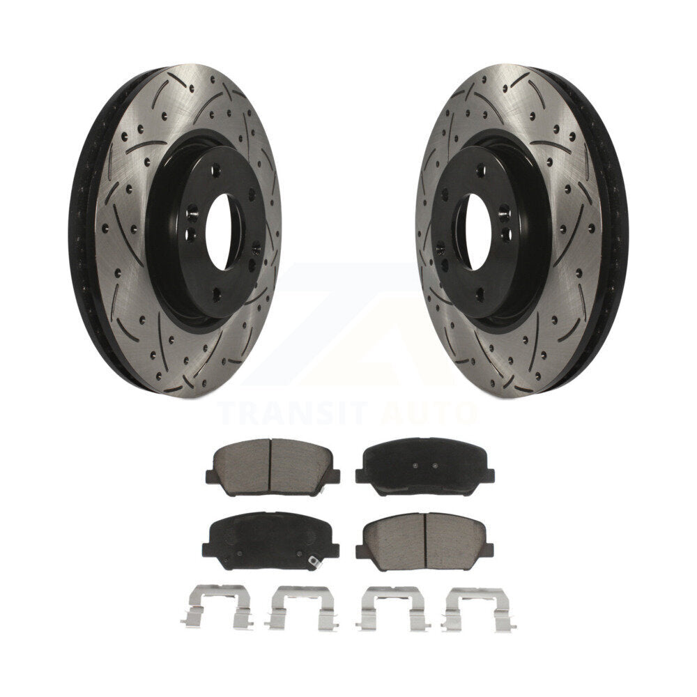 Coat Drill Slot Disc Brake Rotor Ceramic Pad Front Kit For Kia Forte Forte5 Koup