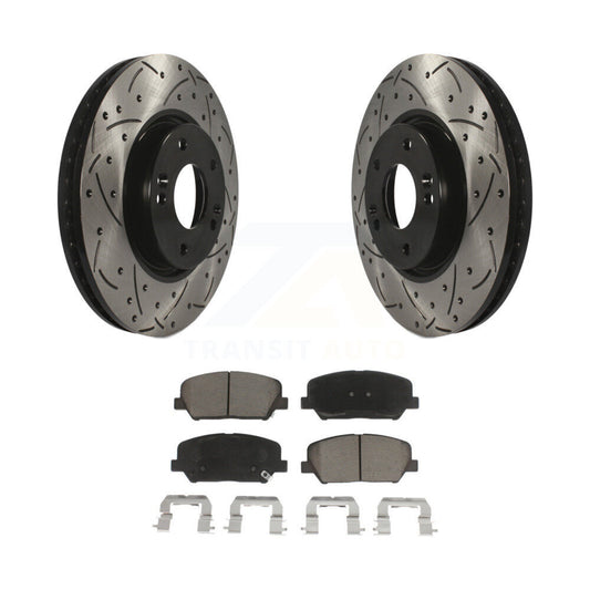 Coat Drill Slot Disc Brake Rotor Ceramic Pad Front Kit For Kia Forte Forte5 Koup