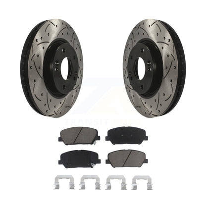 Drilled Slot Brake Rotor Ceramic Pad Front Kit For Hyundai Veloster Turbocharged