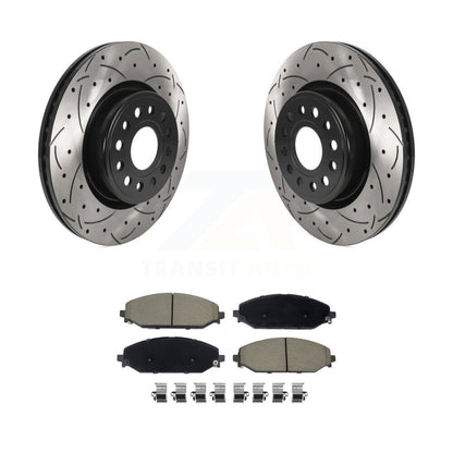 Coated Drilled Slotted Disc Brake Rotors And Ceramic Pads Front Kit For Ram 1500