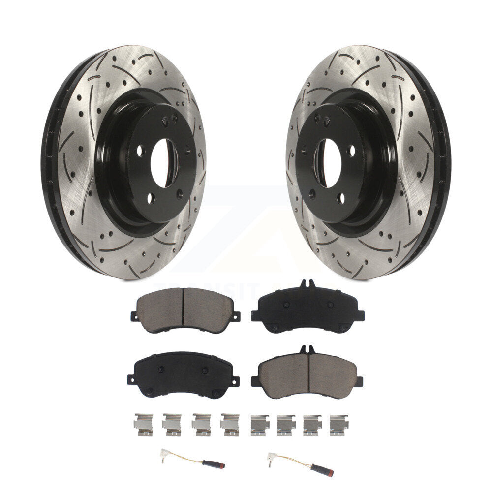 Drilled Slot Brake Rotor & Ceramic Pad Front Kit For Mercedes-Benz GLK350 GLK250