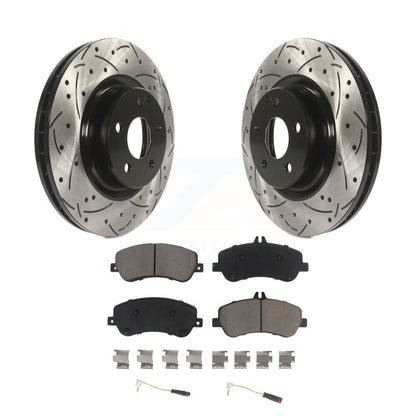 Drilled Slot Brake Rotor & Ceramic Pad Front Kit For Mercedes-Benz GLK350 GLK250