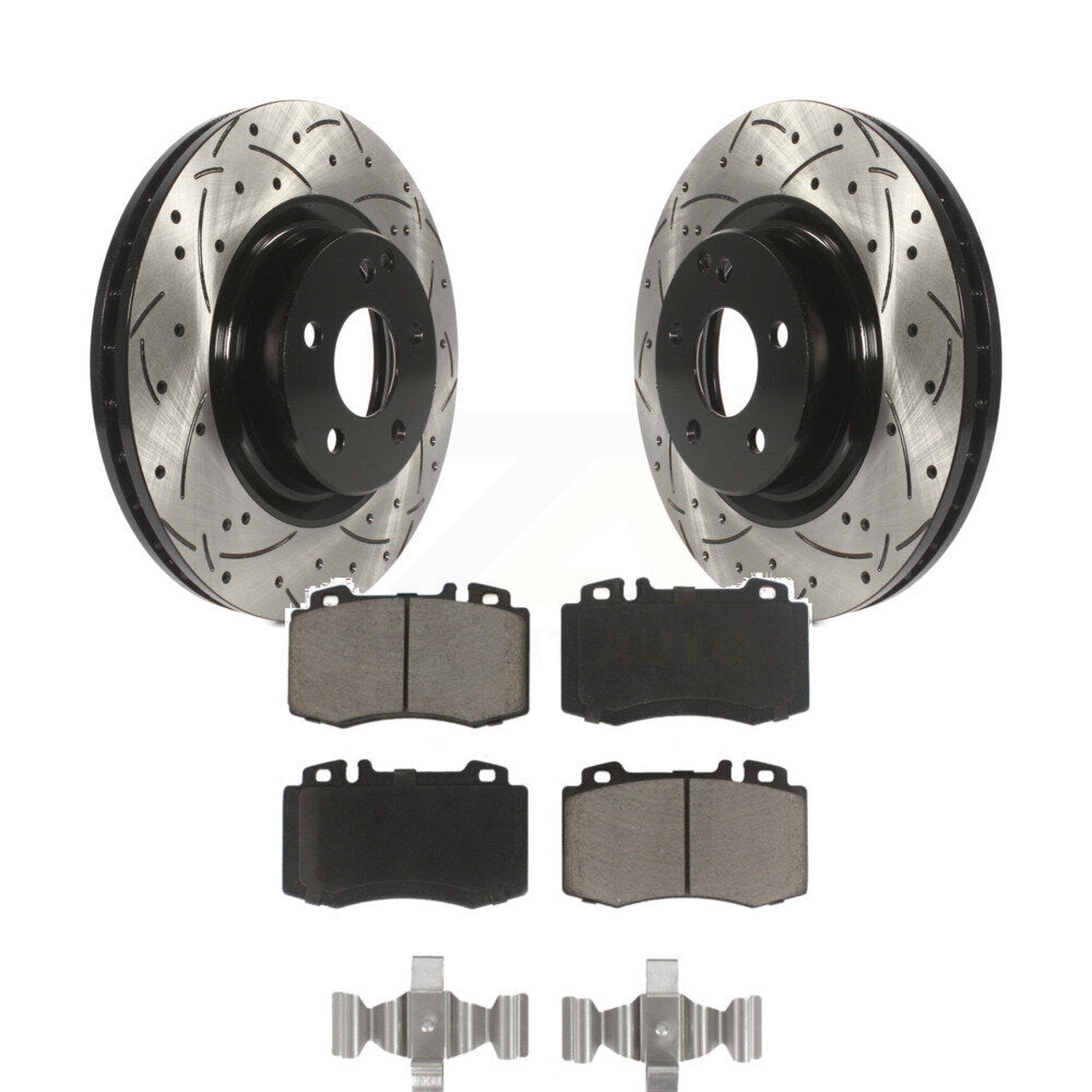 Drill Slot Brake Rotors Ceramic Pad Front Kit For Mercedes-Benz E350 SL550 SL500