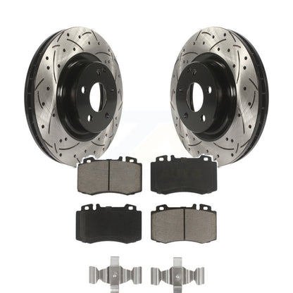 Drill Slot Brake Rotors Ceramic Pad Front Kit For Mercedes-Benz E350 SL550 SL500