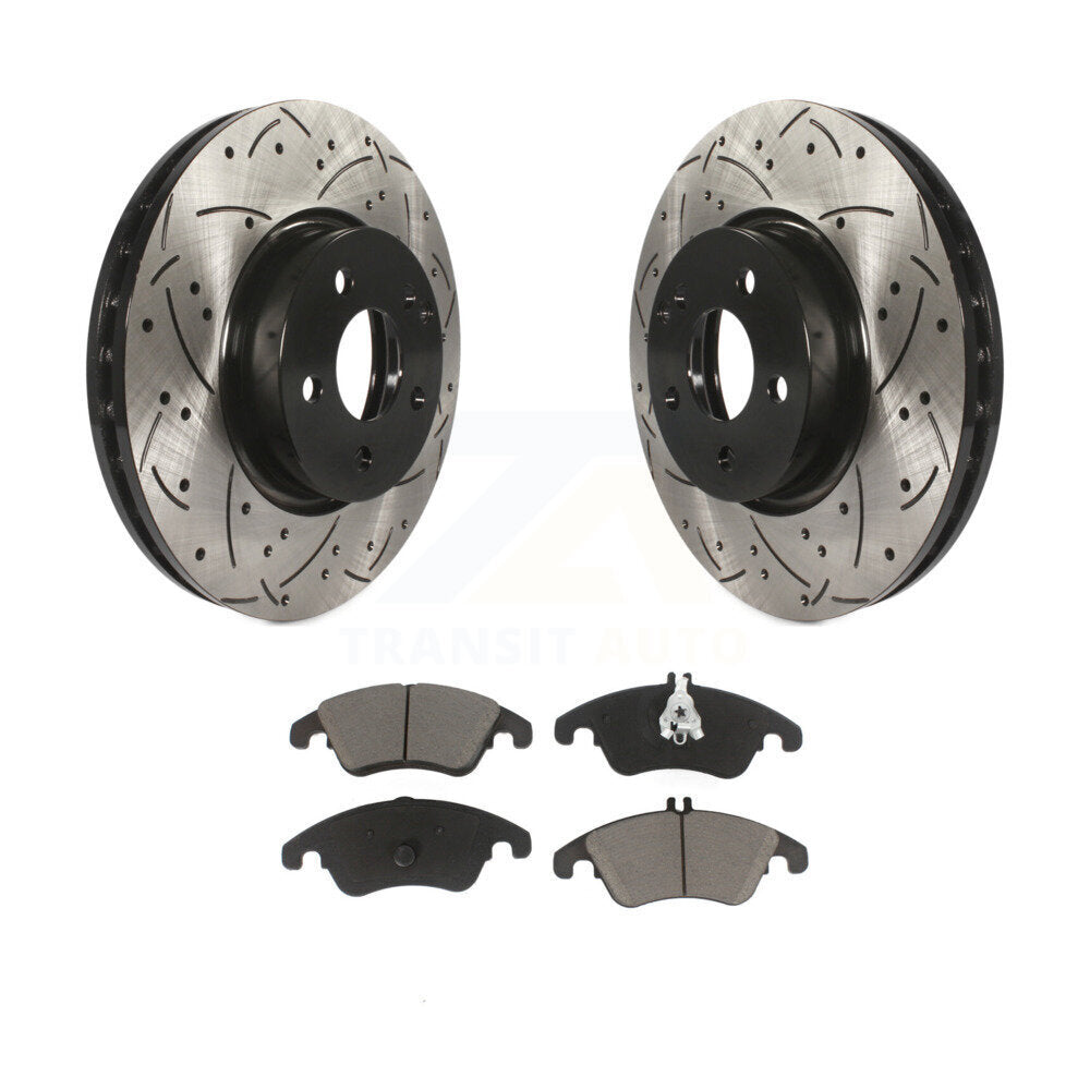 Drilled Slot Brake Rotors Ceramic Pad Front Kit For Mercedes-Benz C300 E350 C350