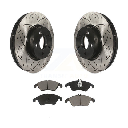 Drilled Slot Brake Rotors Ceramic Pad Front Kit For Mercedes-Benz C300 E350 C350