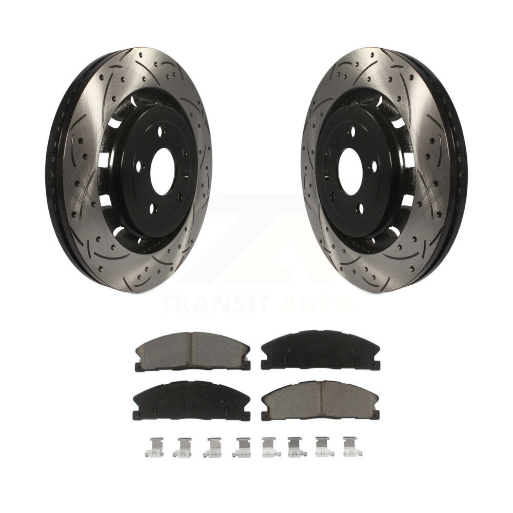 Drill Slot Brake Rotor Ceramic Pad Front Kit For Ford Explorer Flex Taurus Sedan