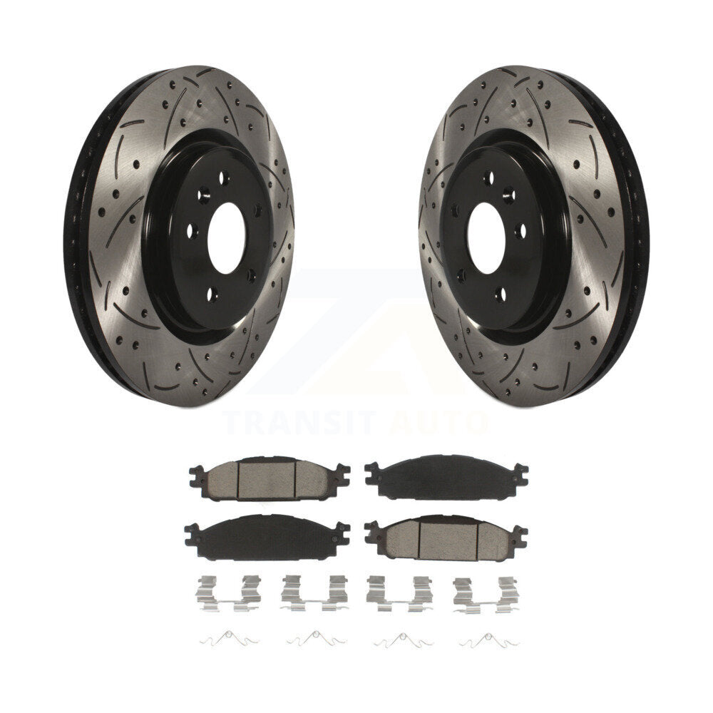 Drilled Slot Brake Rotor Ceramic Pad Front Kit For Ford Explorer Flex Taurus MKT