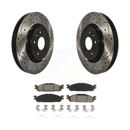 Drilled Slot Brake Rotor Ceramic Pad Front Kit For Ford Explorer Flex Taurus MKT
