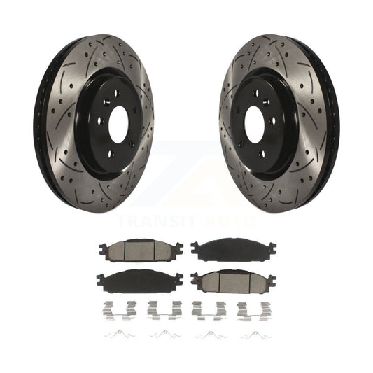 Drilled Slot Brake Rotor Ceramic Pad Front Kit For Ford Explorer Flex Taurus MKT