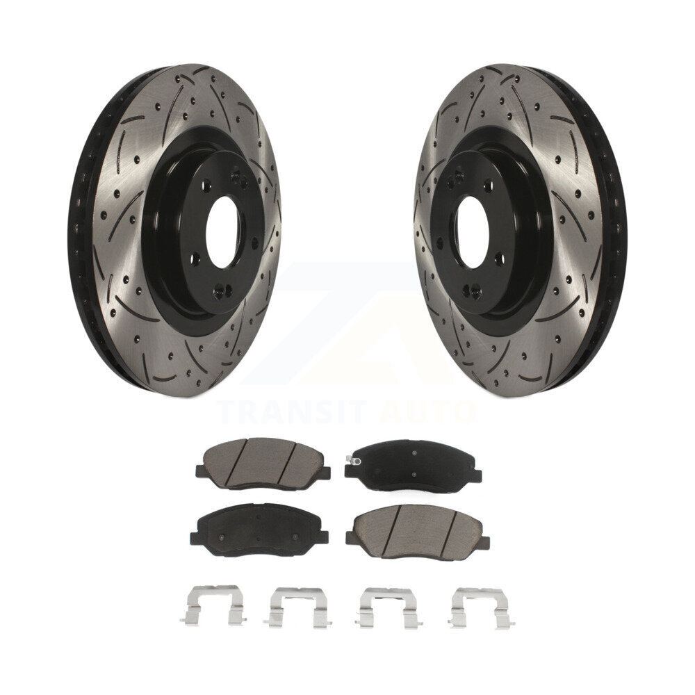 Drilled Slot Disc Brake Rotor Ceramic Pad Front Kit For Hyundai Santa Fe XL 3.3L