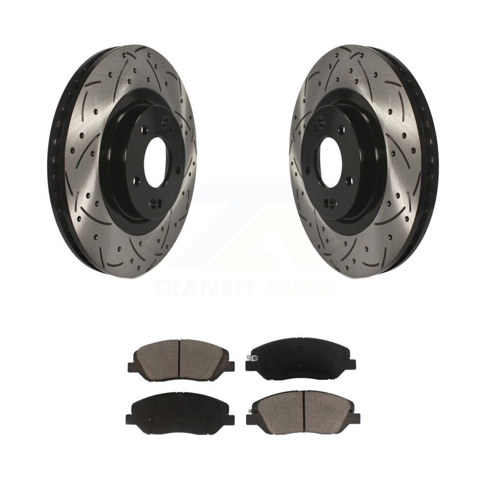 Coated Drill Slot Disc Brake Rotor Ceramic Pad Front Kit For Hyundai Santa Fe XL