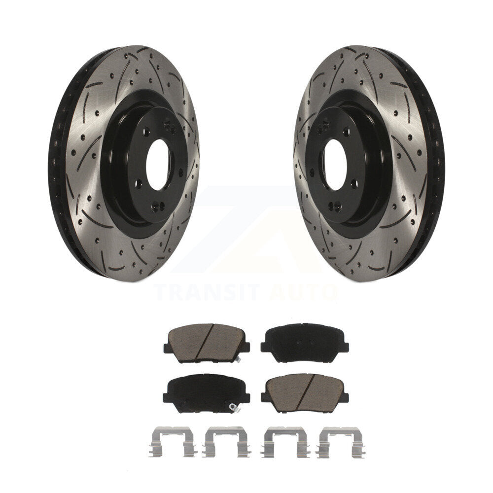 Drilled Slot Brake Rotors Ceramic Pad Front Kit For Kia Sorento Hyundai Santa Fe