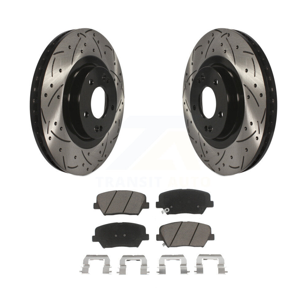Drill Slot Disc Brake Rotor Ceramic Pad Front Kit For Hyundai Santa Fe Sport Kia