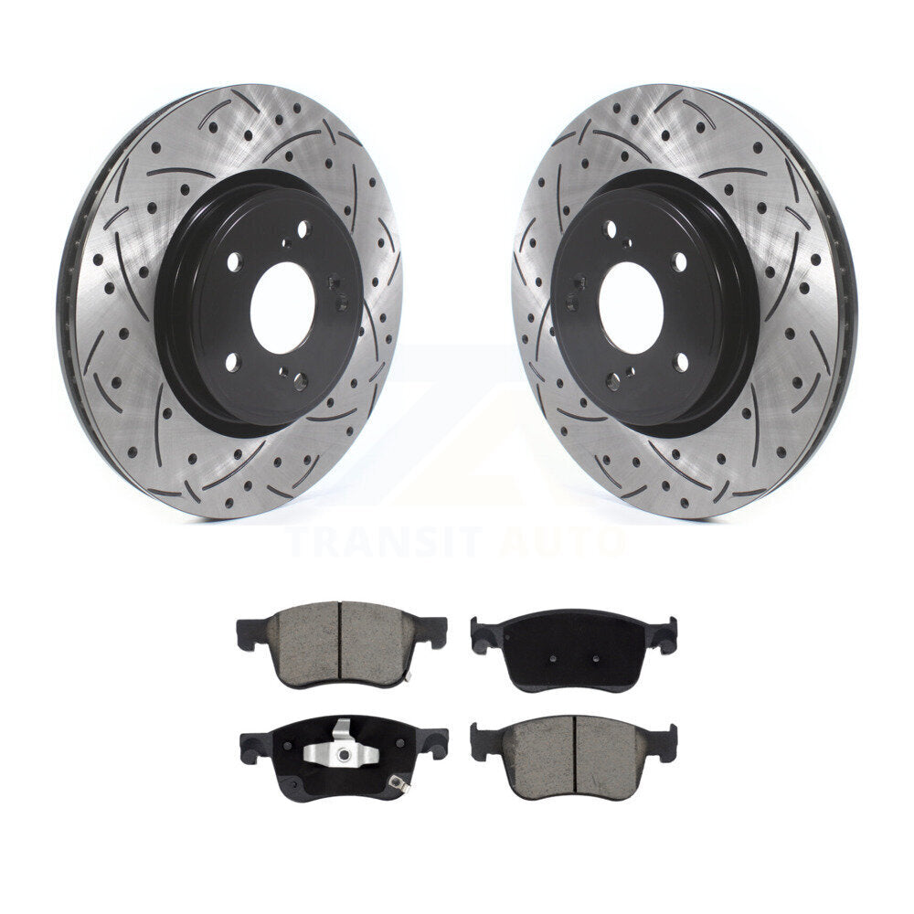 Drilled Slot Disc Brake Rotor Ceramic Pad Front Kit For Honda Civic Accord Acura