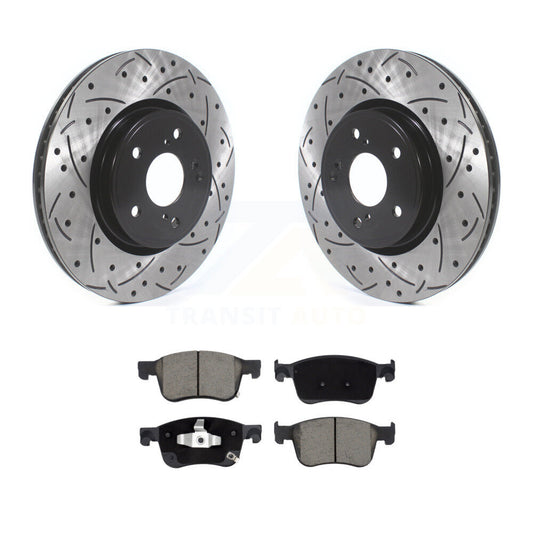 Drilled Slot Disc Brake Rotor Ceramic Pad Front Kit For Honda Civic Accord Acura
