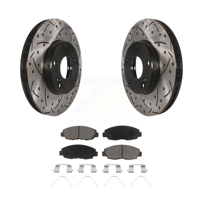 Drilled Slot Brake Rotor Ceramic Pad Front Kit For 2014-2015 Honda Civic Touring