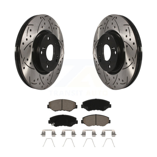 Drill Slot Disc Brake Rotor Ceramic Pad Front Kit For Honda Civic CR-V Acura ILX