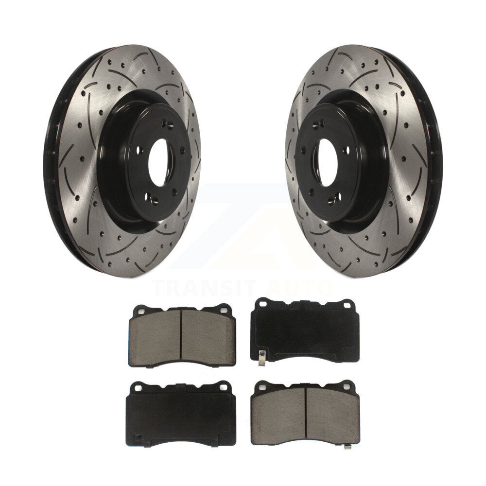 Coat Drill Slot Disc Brake Rotor Ceramic Pad Front Kit For Hyundai Genesis Coupe