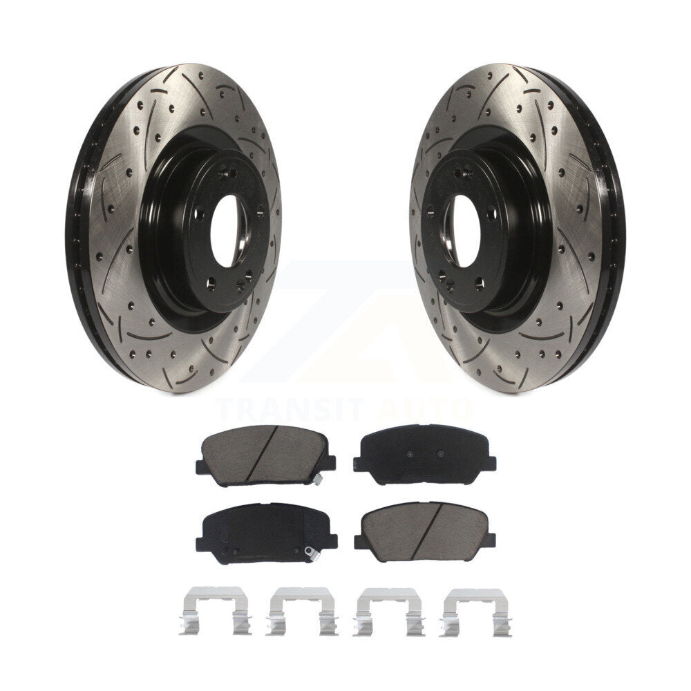 Coat Drill Slot Disc Brake Rotor Ceramic Pad Front Kit For Hyundai Genesis Coupe