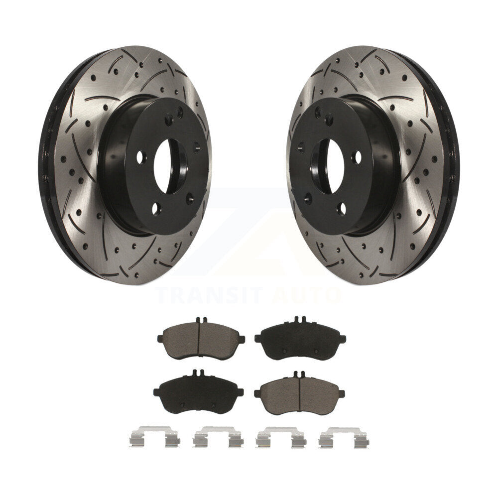 Drilled Slot Brake Rotors Ceramic Pad Front Kit For Mercedes-Benz C300 C250 C230