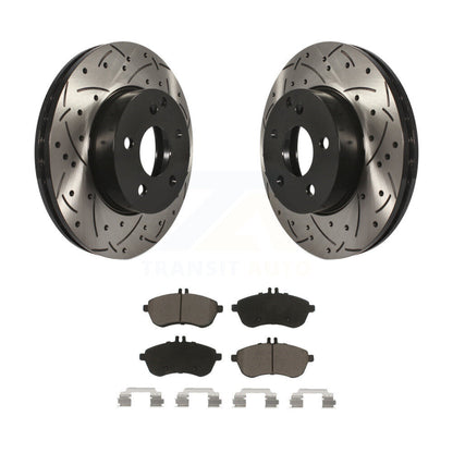 Drilled Slot Brake Rotors Ceramic Pad Front Kit For Mercedes-Benz C300 C250 C230