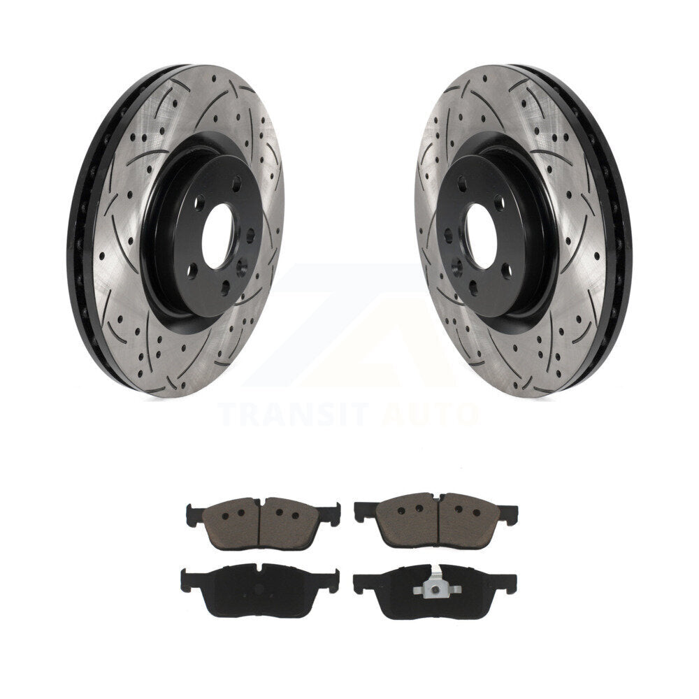 Drill Slot Disc Brake Rotor Ceramic Pad Front Kit For Land Rover Discovery Sport