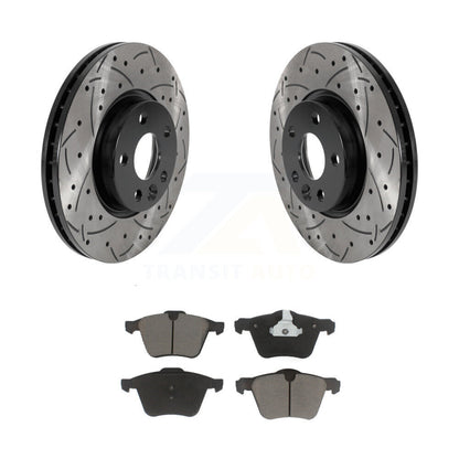 Coated Drilled Slotted Disc Brake Rotors And Ceramic Pad Front Kit For Volvo V70