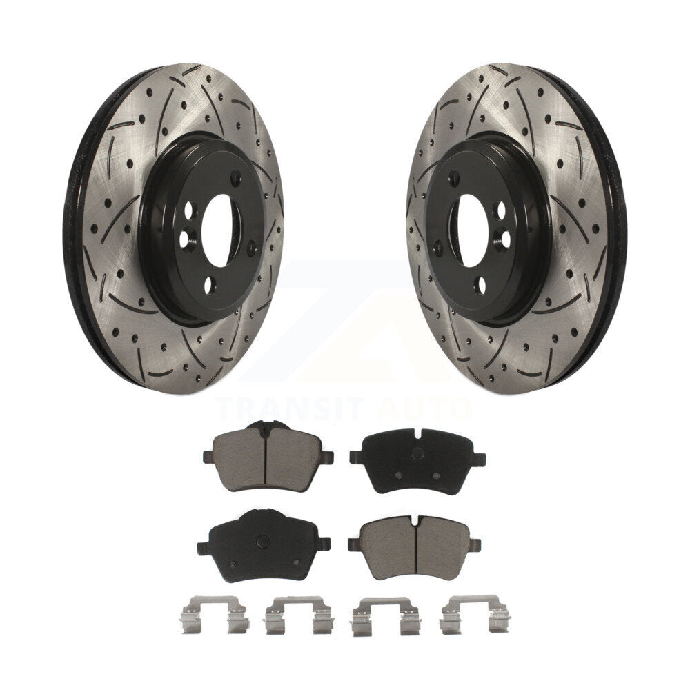 Drilled Slot Disc Brake Rotor & Ceramic Pad Front Kit For Mini Cooper Countryman