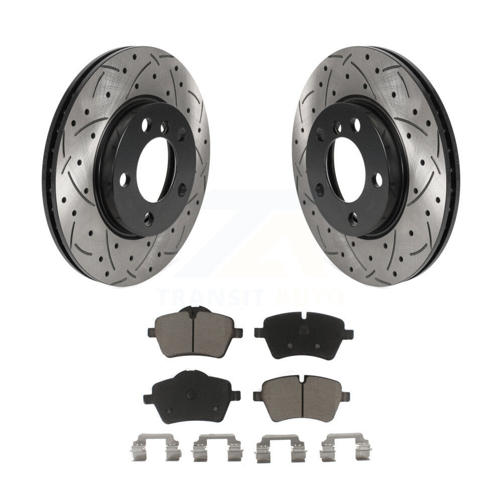 Drill Slot Brake Rotors Ceramic Pad Front Kit For Mini Cooper Countryman Paceman