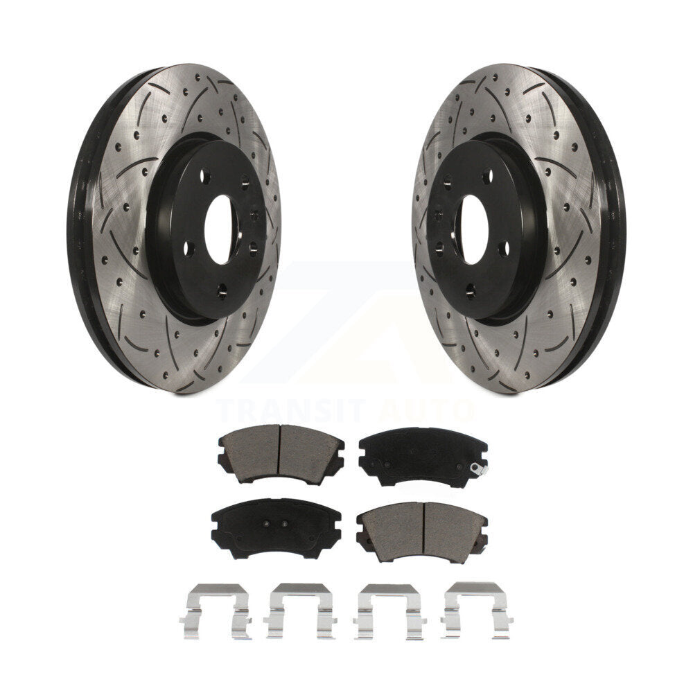 Drilled Slot Brake Rotors Ceramic Pad Front Kit For Chevrolet Camaro GMC Terrain