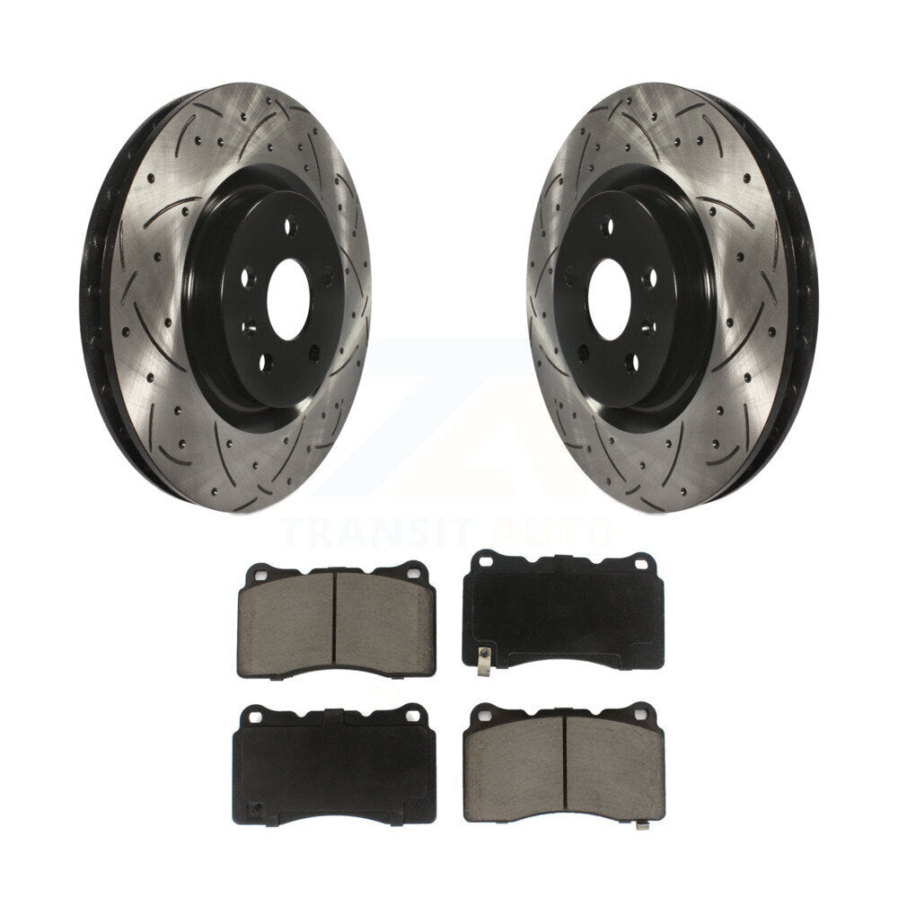 Drilled Slot Disc Brake Rotor & Ceramic Pad Front Kit For Pontiac G8 Buick Regal