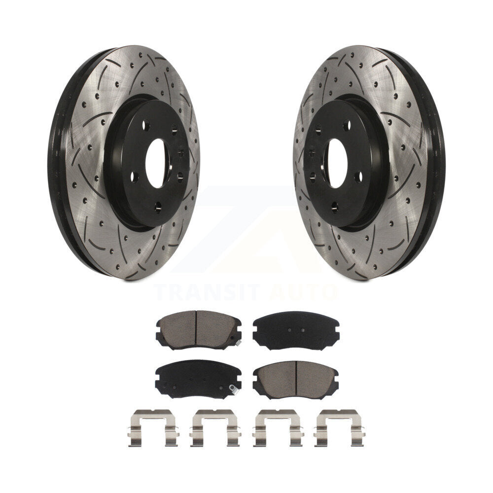 Drilled Slot Brake Rotor Ceramic Pad Front Kit For Chevrolet Equinox GMC Terrain