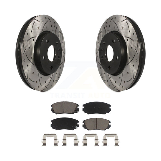 Drilled Slot Brake Rotor Ceramic Pad Front Kit For Chevrolet Equinox GMC Terrain