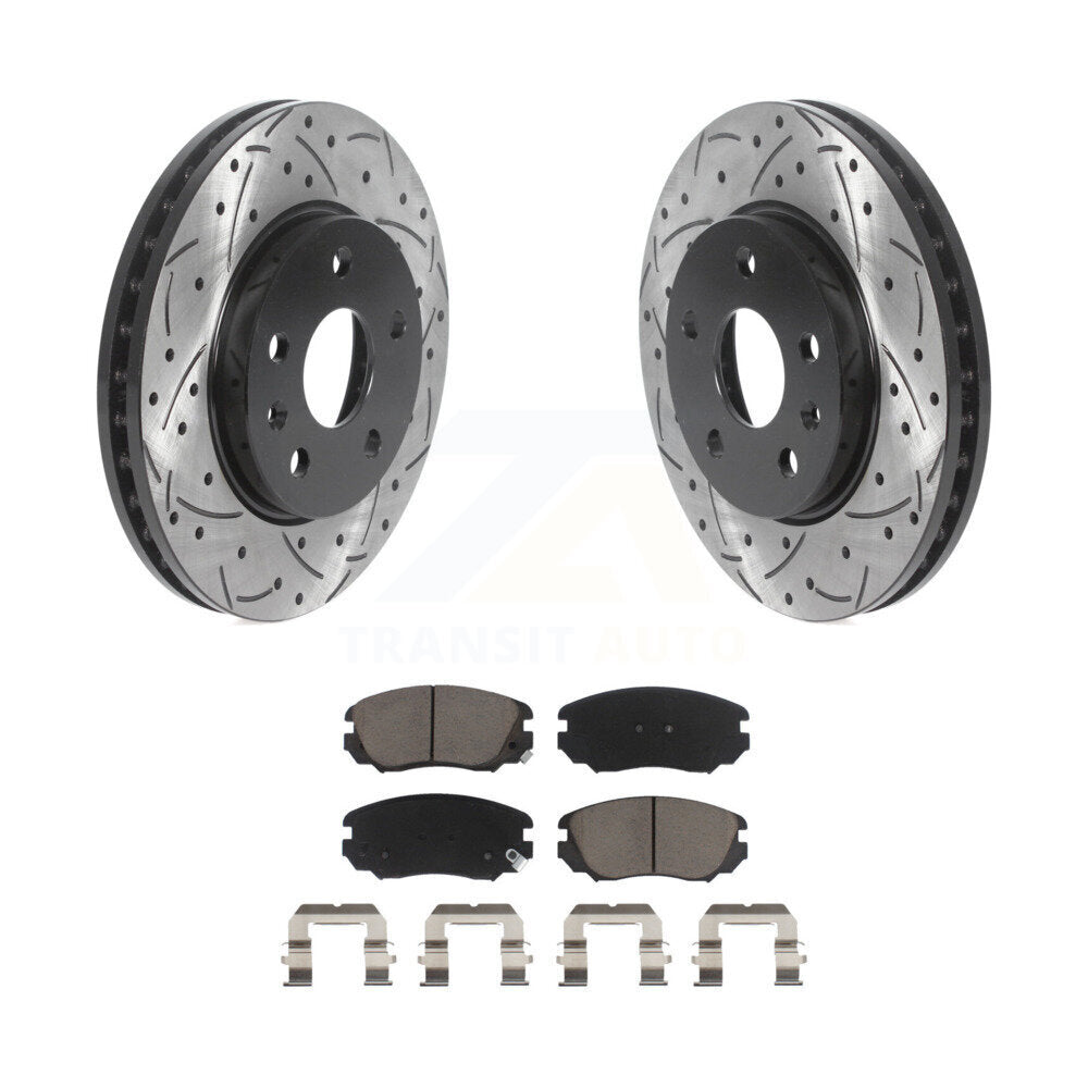 Drilled Slot Brake Rotors Ceramic Pad Front Kit For Chevrolet Malibu Buick Regal