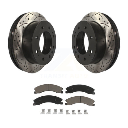 Drilled Slot Brake Rotors Ceramic Pad Front Kit For GMC Chevrolet Sierra 2500 HD