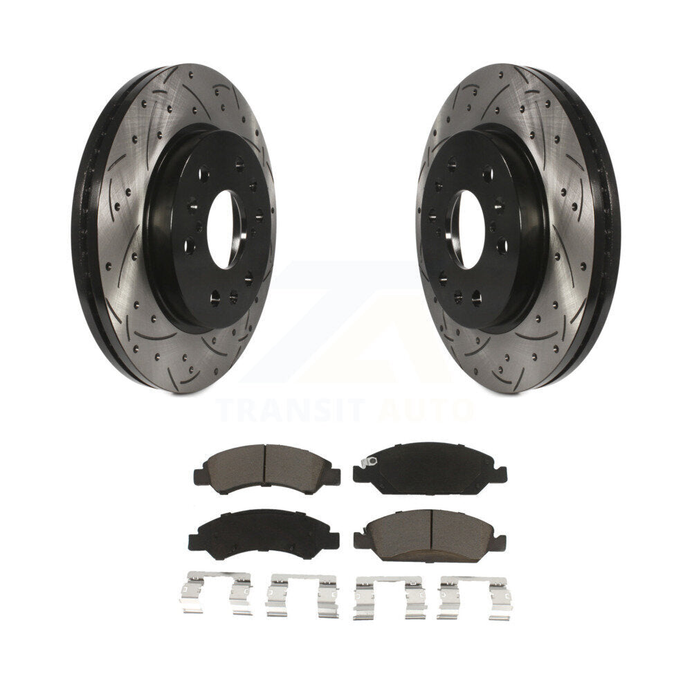 Drill Slot Brake Rotor Ceramic Pad Front Kit For GMC Sierra 1500 Chevrolet Tahoe