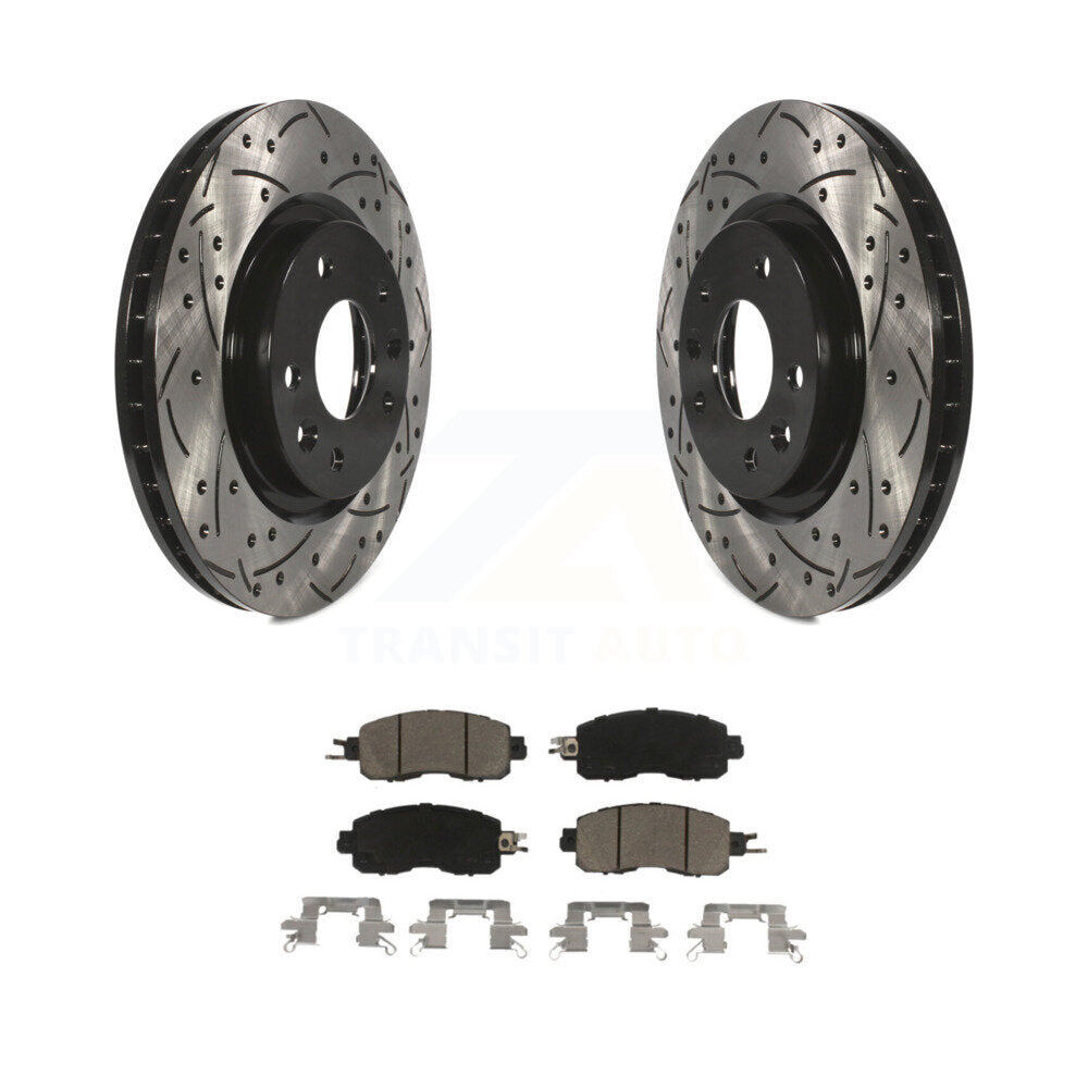 Coated Drilled Slotted Disc Brake Rotors & Ceramic Pad Front Kit For Nissan LEAF
