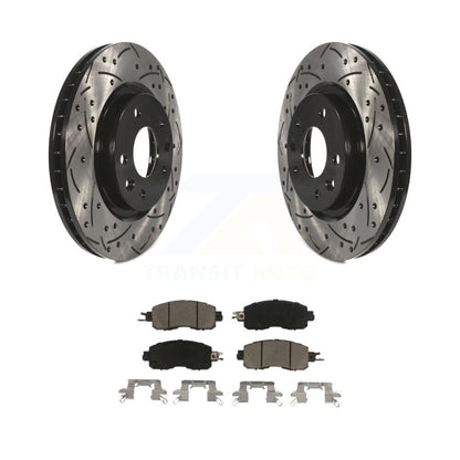 Coated Drilled Slotted Disc Brake Rotors & Ceramic Pad Front Kit For Nissan LEAF