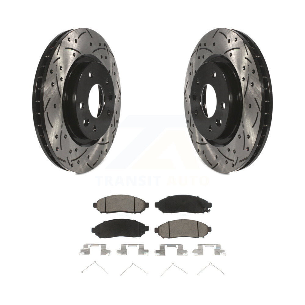 Coated Drilled Slotted Disc Brake Rotors & Ceramic Pad Front Kit For Nissan LEAF