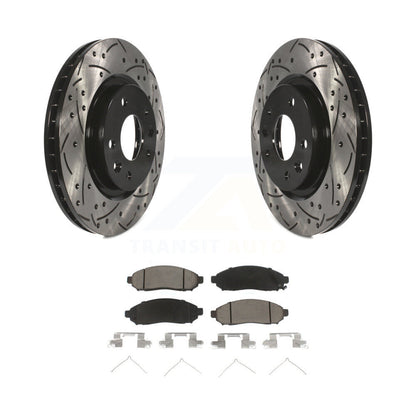 Coated Drilled Slotted Disc Brake Rotors & Ceramic Pad Front Kit For Nissan LEAF