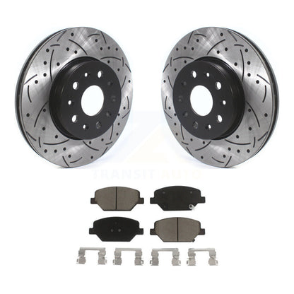 Coated Drilled Slot Disc Brake Rotors Ceramic Pad Front Kit For Chevrolet Camaro
