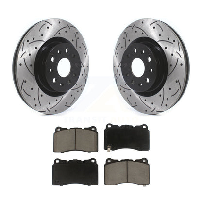 Coated Drilled Slot Disc Brake Rotors Ceramic Pad Front Kit For Cadillac CTS CT6
