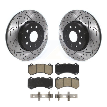 Drilled Slot Disc Brake Rotor & Ceramic Pad Front Kit For Chevrolet Camaro LT LS