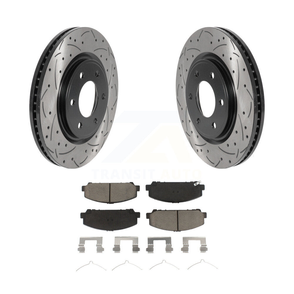 Drilled Slot Brake Rotors Ceramic Pad Front Kit For Nissan TITAN INFINITI Armada